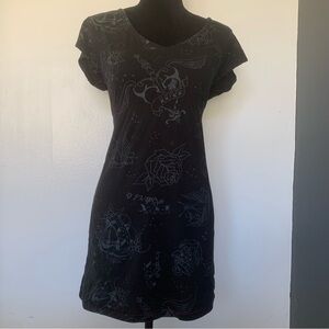Fox Black Graphic Mini Dress